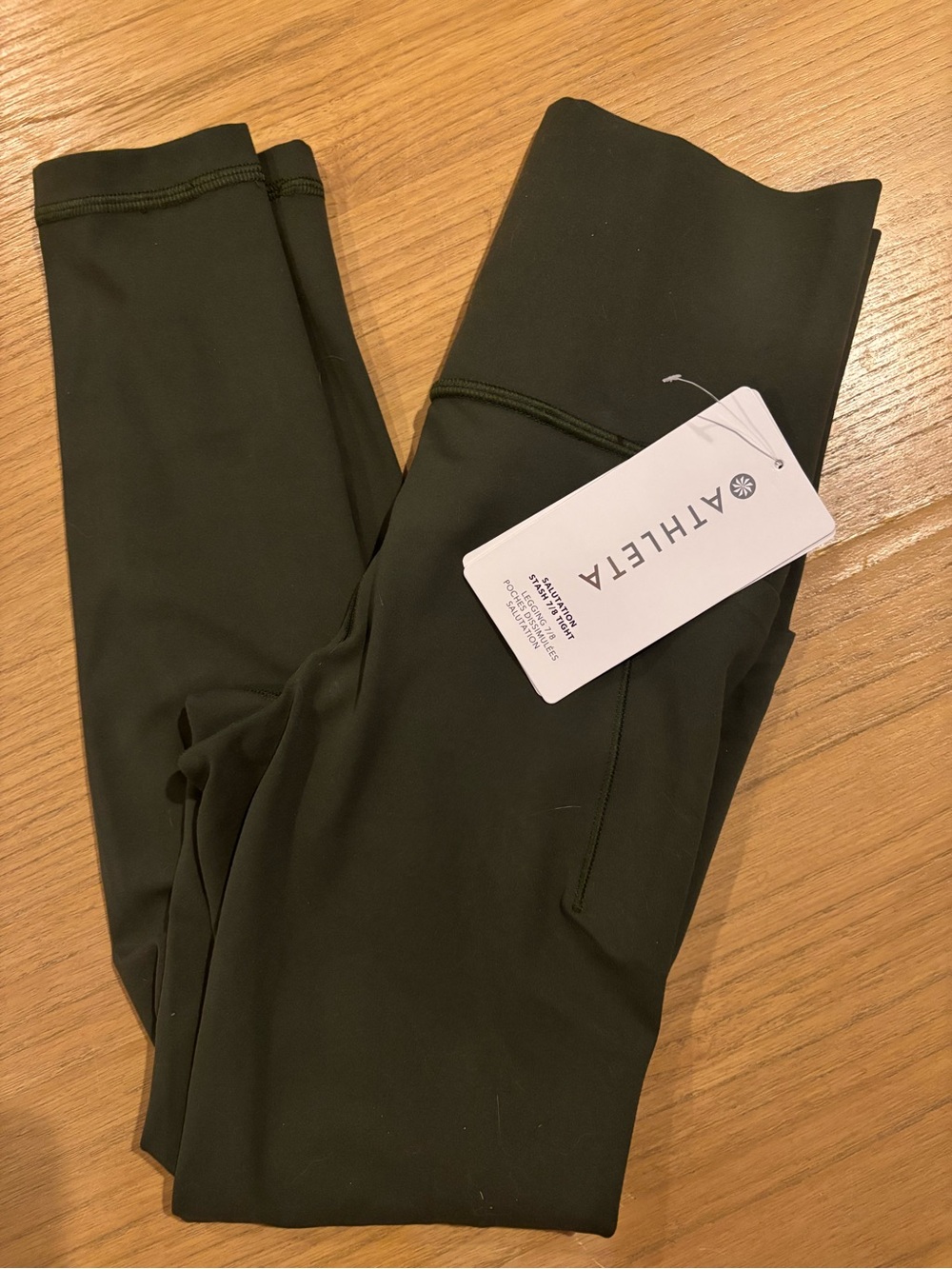 Athleta Olive-Salutation Leggings with Side Pocket
